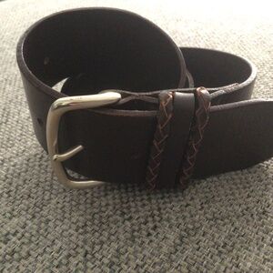 LINEA PELLE Brown leather belt silver buckle size M